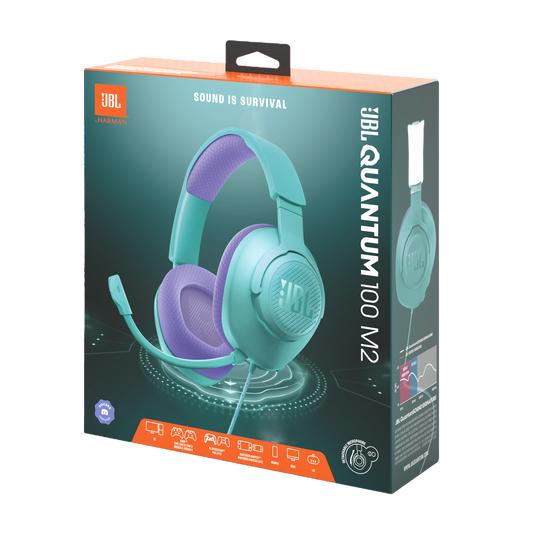 JBL Quantum 100M2 - Cyan - Wired over-ear gaming headset with detachable mic and mute option - Detailshot 15 image number null